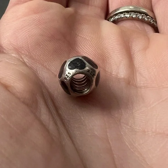Pandora Sterling Silver Black Enamel Hearts Charm - Picture 8 of 8